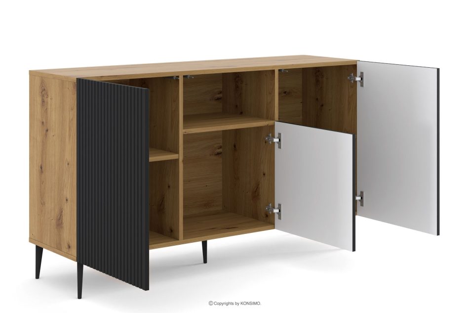 REMO Moderne Fußkommode mit artisan eiche/schwarz Paspel artisan eiche/schwarz - Foto 2
