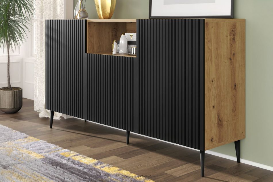 REMO Moderne Fußkommode mit artisan eiche/schwarz Paspel artisan eiche/schwarz - Foto 3