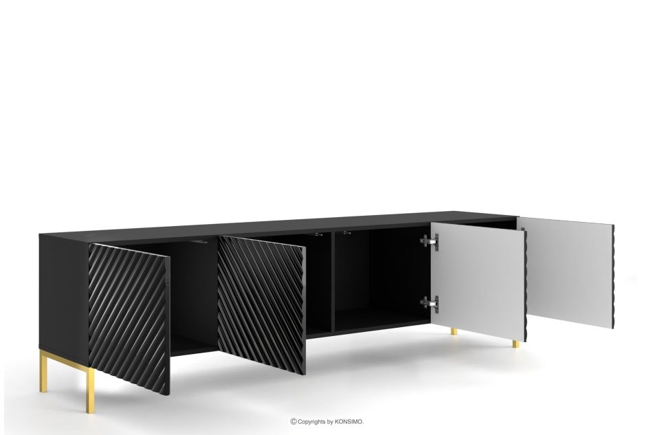 ADENO TV Schrank auf Beinen schwarz glänzend schwarz - Foto 2