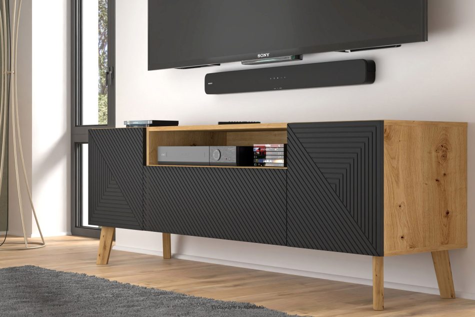 TUNDI TV Schrank für Wohnzimmer artisan eiche/schwarz artisan eiche/schwarz - Foto 3