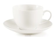 Kaffeetasse aus Hartporzellan ecru mit Untertasse