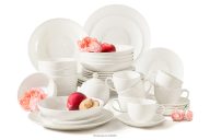 Kaffee- und Tafelservice 6 Personen Hartporzellan (37 tlg.) ecru