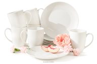 Teeservice Hartporzellan 6 Personen (12 tlg.) ecru