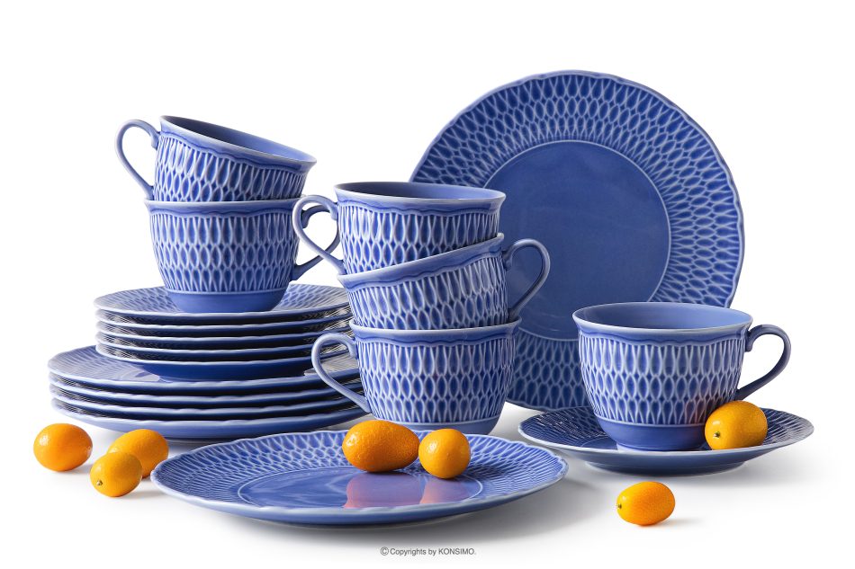 CMIELOW SOFIA Kaffeeservice 6 Stück (18 tlg.) aus Porzellan marineblau blau - Foto 0