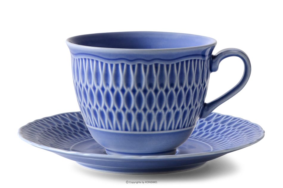 CMIELOW SOFIA Kaffeetasse und Untertasse 2 tlg. aus Porzellan marineblau blau - Foto 2