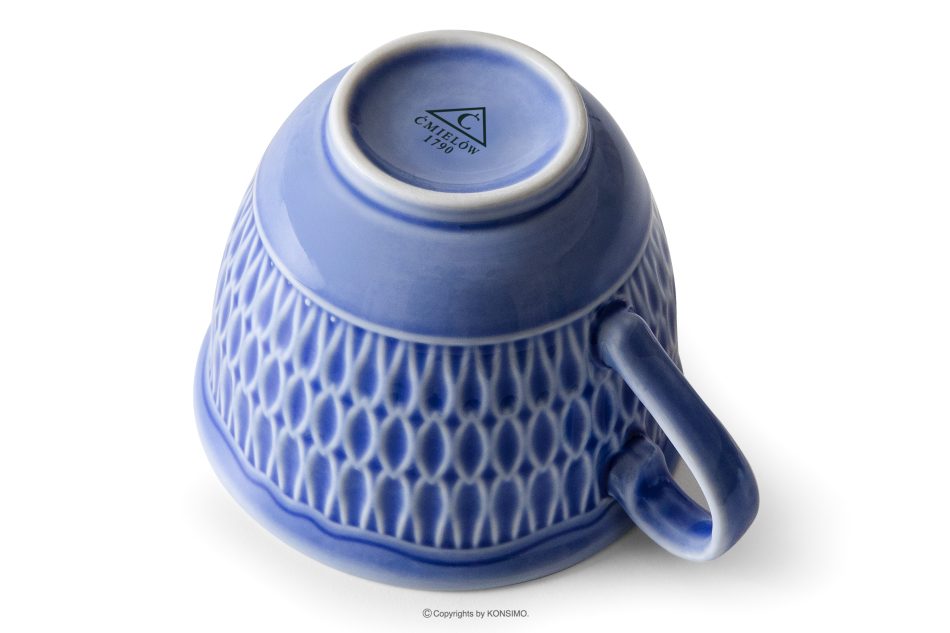 CMIELOW SOFIA Kaffeetasse und Untertasse 2 tlg. aus Porzellan marineblau blau - Foto 4