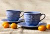 CMIELOW SOFIA Kaffeetasse und Untertasse 2 tlg. aus Porzellan marineblau blau - Foto 2