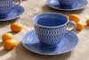 CMIELOW SOFIA Kaffeetasse und Untertasse 2 tlg. aus Porzellan marineblau blau - Foto 8