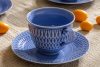 CMIELOW SOFIA Kaffeetasse und Untertasse 2 tlg. aus Porzellan marineblau blau - Foto 9