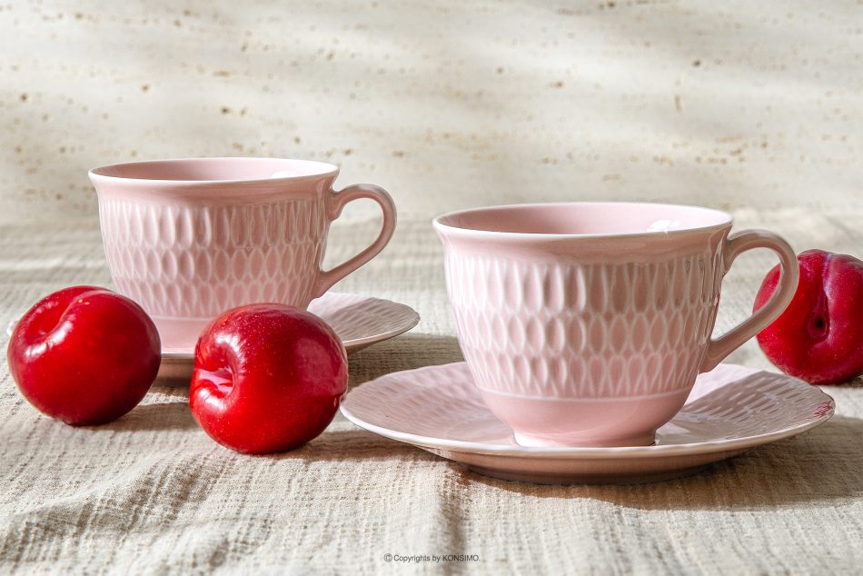 CMIELOW SOFIA Kaffeetasse und Untertasse 2 tlg. aus Porzellan rosa rosa - Foto 1