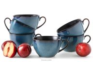 Kaffeetasse 6 tlg. blau/schwarz matt