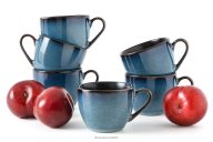 Espressotasse 6 tlg. blau/schwarz matt
