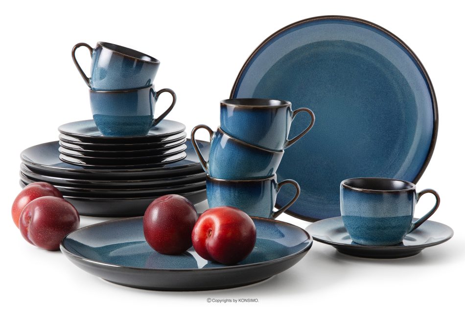 BALI Espresso-Kaffee-Set 6 Personen (18 tlg.) Reaktivglasur blau/schwarz matt blau/schwarz matt - Foto 0