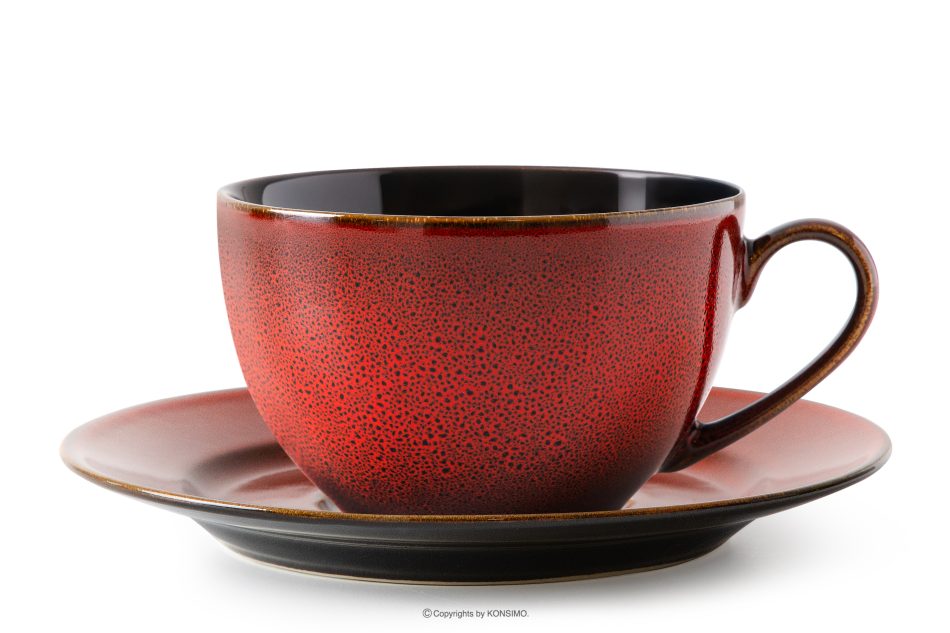 GAMBIA Kaffeetasse Keramik / reaktive Glasur rot/schwarz glänzend rot/schwarz glänzend - Foto 3