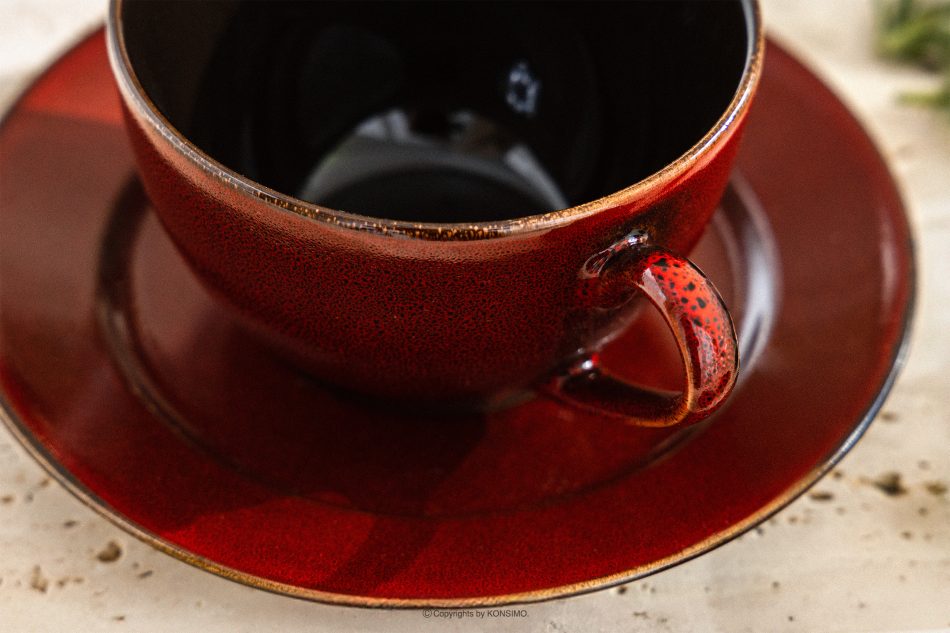 GAMBIA Kaffeetasse Keramik / reaktive Glasur rot/schwarz glänzend rot/schwarz glänzend - Foto 4