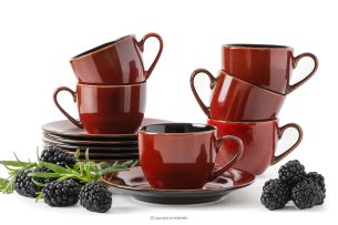 GAMBIA, https://konsimo.de/kollektion/gambia/ Espresso-Kaffee-Set Keramik / reaktive Glasur rot/schwarz glänzend 6-Personen (12 tlg.) rot/schwarz glänzend - Foto