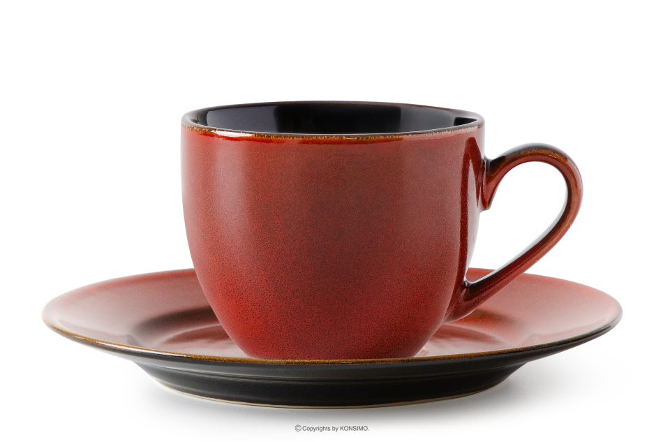 GAMBIA Espresso-Kaffee-Set Keramik / reaktive Glasur rot/schwarz glänzend 6-Personen (18 tlg.) rot/schwarz glänzend - Foto 2