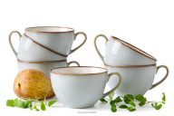 Kaffeetasse Keramik / reaktive Glasur grau/blau/weiß 6 tlg.