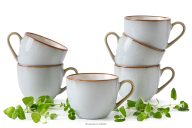 Espressotasse Keramik / reaktive Glasur grau/blau/weiß 6 tlg.