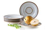 Espressotasse Untertasse Keramik / reaktive Glasur grau/blau/weiß 6 tlg.