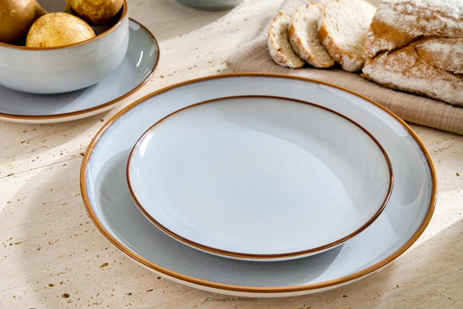 PORTOFINO Essgeschirr Keramik / reaktive Glasur grau/blau/weiß 12-Personen (36 tlg.) grau/blau/weiß matt/glänzend - Foto 9