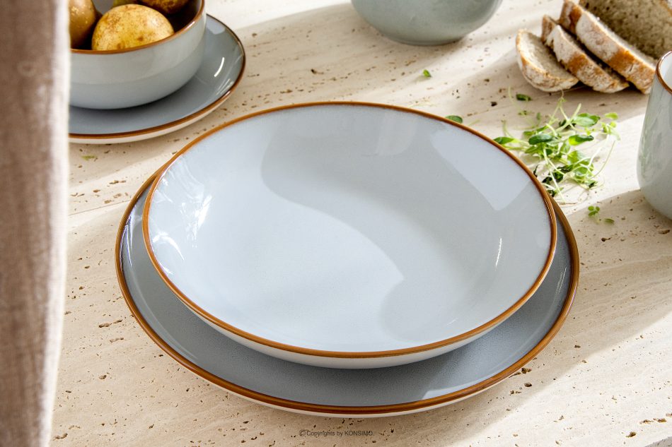 PORTOFINO Essgeschirr Keramik / reaktive Glasur grau/blau/weiß 12-Personen (36 tlg.) grau/blau/weiß matt/glänzend - Foto 10
