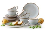 Kaffeeservice Keramik / reaktive Glasur grau/blau/weiß 6-Personen (18 tlg.)