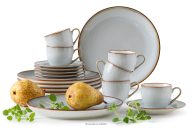 Kaffeeservice espresso Keramik / reaktive Glasur grau/blau/weiß 6-Personen (18 tlg.)