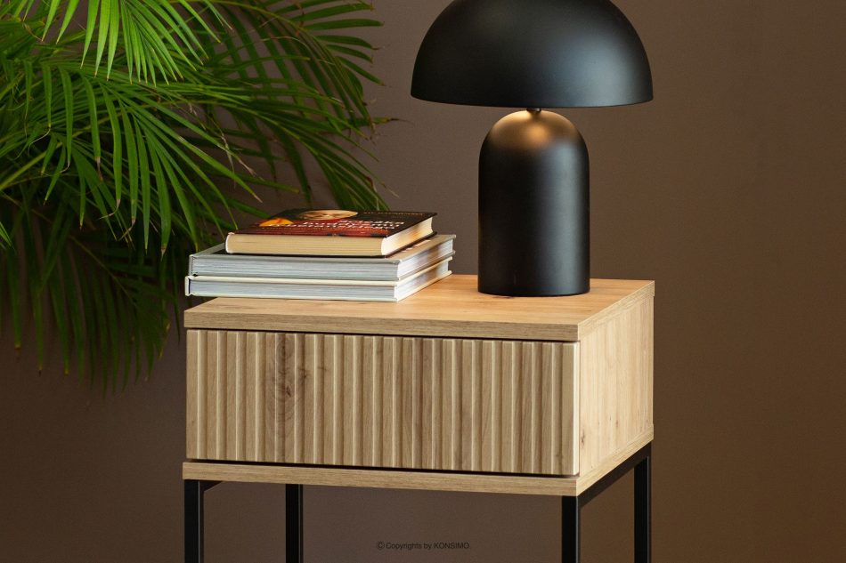 RECTUS Nachttisch mit Schublade modern Eiche artisan artisan eiche/schwarz - Foto 3