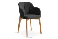 Polsterstuhl mit Holzbeinen Bouclé-Stoff schwarz