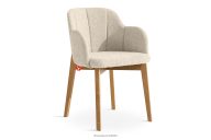 Gepolsterter Stuhl auf Holzbeinen Bouclé-Stoff hellbeige