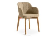 Gepolsterter Stuhl auf Holzbeinen Bouclé-Stoff dunkelbeige