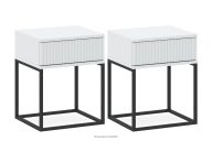 Nachttisch-Set mit Schublade, modern weiß, 2 Tlg.