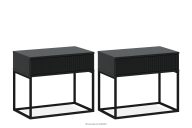 Großer Nachttisch mit Schublade, modernes Anthrazit, 2 Tlg.