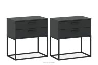Großer moderner Nachttisch mit Schubladen, anthrazit, 2 Tlg.