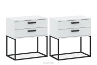 Großer moderner Nachttisch mit Schubladen, weiß, 2 Tlg.