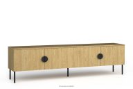 Moderner TV-Schrank mit Einlegeböden 200 cm Helle Eiche/Schwarz