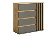 Kommode 80 cm in Eiche Artisan/Grau