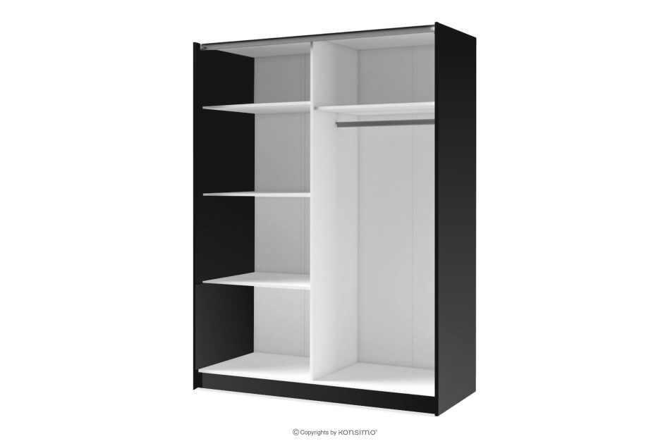 CASTARI Schwebetürenschrank mit Lamellen und Spiegel schwarz/Eiche-Artisan schwarz/Eiche-Artisan - Foto 3