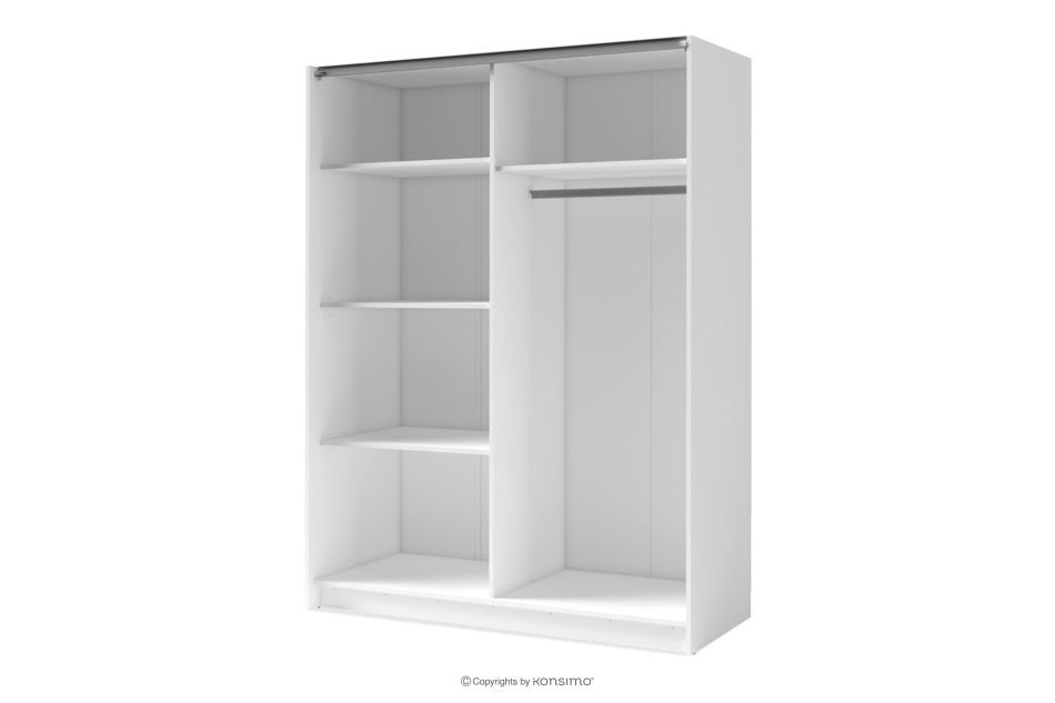 CASTARI Schwebetürenschrank mit Spiegel und Lamellen weiß/Eiche-Artisan weiß/Eiche-Artisan - Foto 2