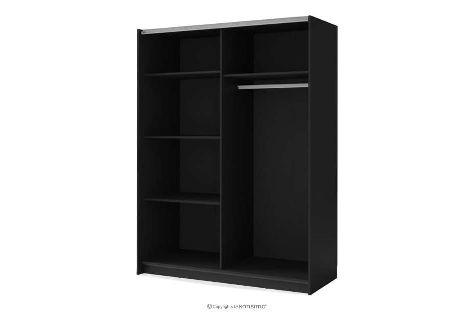 CASTARI Großer Schiebetürenschrank mit Lamellen und Spiegel schwarz/Eiche-Artisan schwarz/Eiche-Artisan - Foto 3