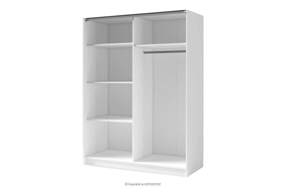 CASTARI Großer Schiebetürenschrank mit Spiegel und Lamellen weiß/Eiche-Artisan weiß/Eiche-Artisan - Foto 3