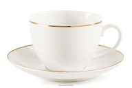 Kaffeetasse mit Untertasse Hartporzellan Ecru/Gold