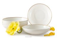Suppenteller Hartporzellan ecru/gold 6 tlg.