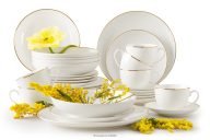 Kaffee-/Mittagessenset Hartporzellan naturEcru/Gold 6 Personen (30 tlg.)