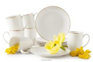 Teeservice Hartporzellan naturEcru/Gold 6 Personen (12 tlg.)