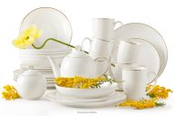 Lunch- und Teeservice Hartporzellan naturEcru/Gold 6 Personen (26 tlg.)