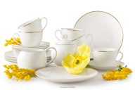 Kaffeeservice Hartporzellan naturEcru/Gold 6 Personen (20 tlg.)