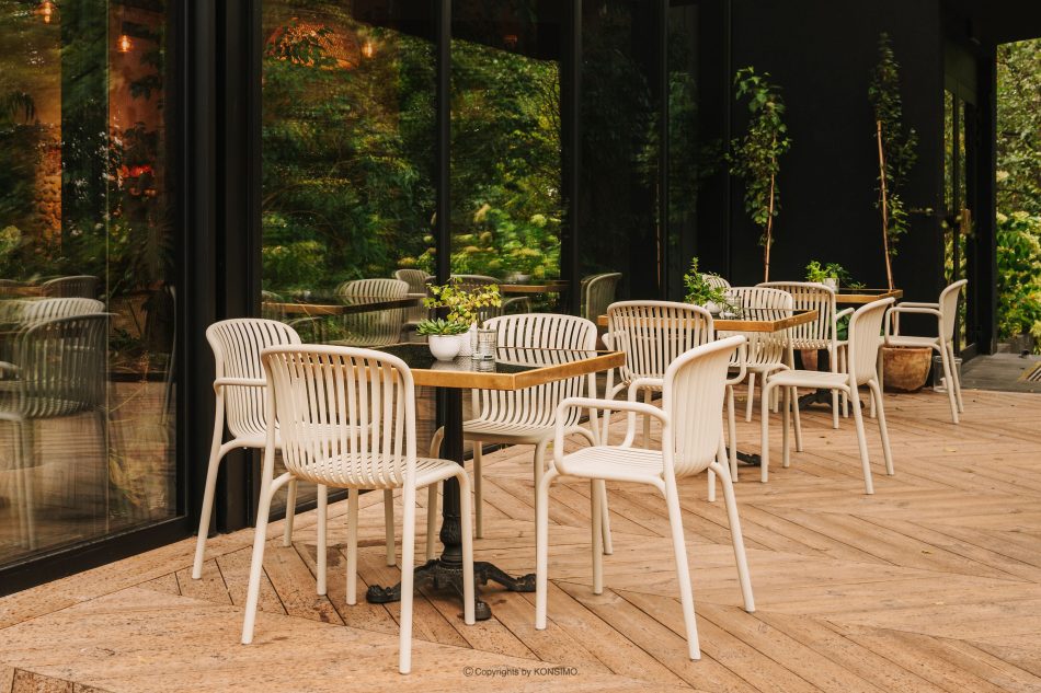 FICCARI Gartensessel mit Armlehnen aus Polypropylen mit Glasfaser beige beige - Foto 7