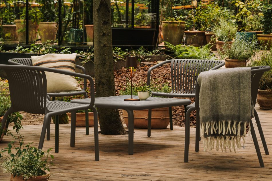FICCARI Großer Gartentisch Polypropylen mit Glasfaser grau grau - Foto 1